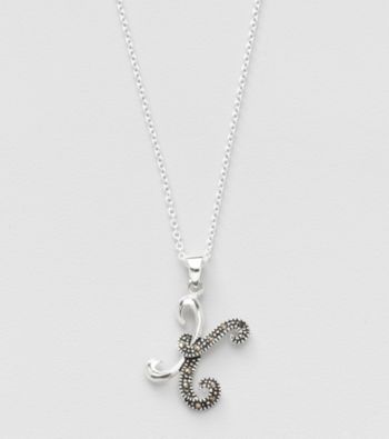 Marsala Boxed Genuine Marcasite Initial Pendant Necklace