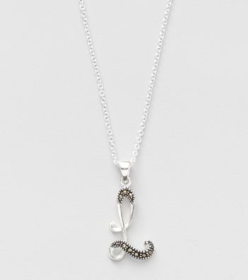 Marsala Boxed Genuine Marcasite Initial Pendant Necklace