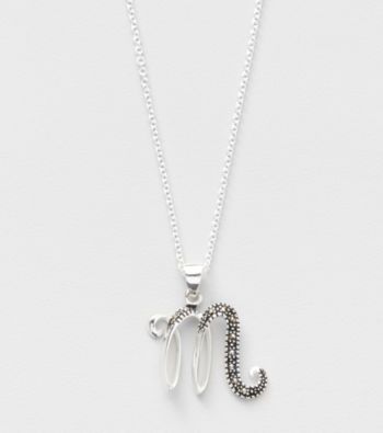 Marsala Boxed Genuine Marcasite Initial Pendant Necklace