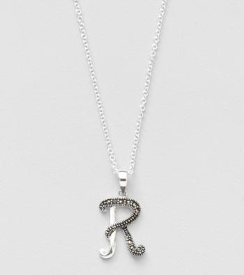 Marsala Boxed Genuine Marcasite Initial Pendant Necklace