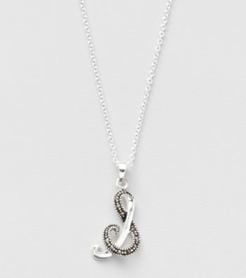 Marsala Boxed Genuine Marcasite Initial Pendant Necklace