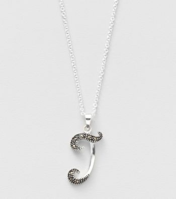 Marsala Boxed Genuine Marcasite Initial Pendant Necklace