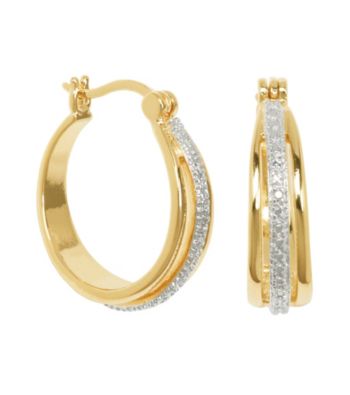 18K Diamond Accent Hoop Earring