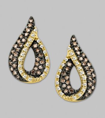 Brown and White Diamond Earrings