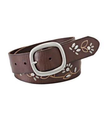 Fossil® Brown Floral Stud And Vine Belt