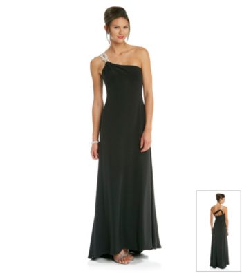 Sophia Christina One Shoulder Rhinestone Dress.