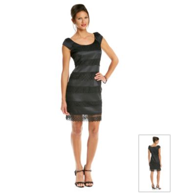 S.L. Fashions Twill Lace Sheath Dress.