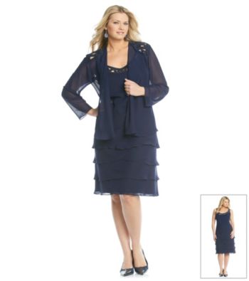 S.L. Fashions Plus Size Sequin Jacket Dress