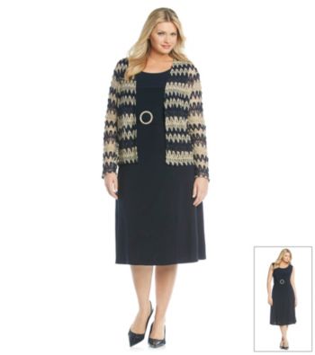 Jessica Howard Plus Size Crochet Jacket Dress