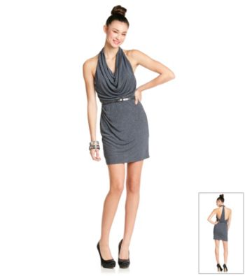 City Triangles® Juniors' Gunmetal Halter Dress