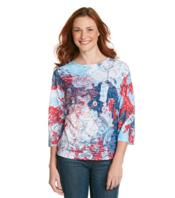 Breckenridge 3/4 Sleeve Crew Neck Paisley Sublimation Tee