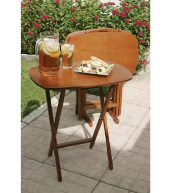 Lipper International Set of 4 Cherry Finish TV Tray Tables