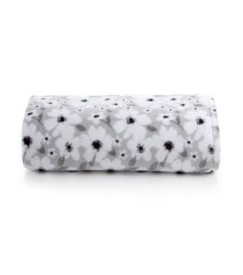 LivingQuarters Grey Tonal Floral Micro Cozy Blanket