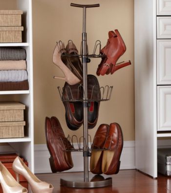 LivingQuarters 3-Tier Black Revolving Shoe Rack
