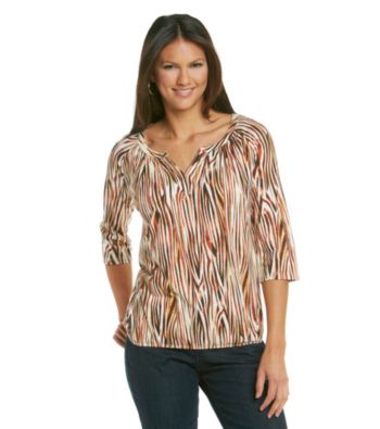 Relativity® Banded Bottom Y-Neck Top