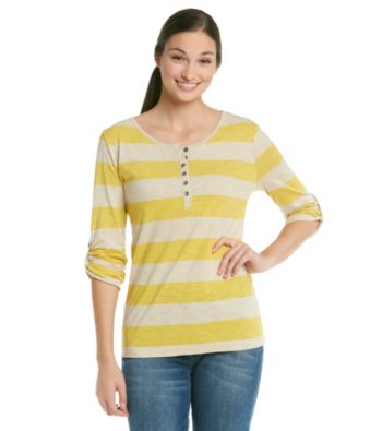 Relativity® Stripe Henley Slub Top