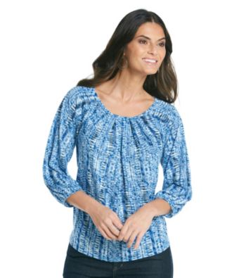 Chaus 3/4 Sleeve Snake Print Peasant Top