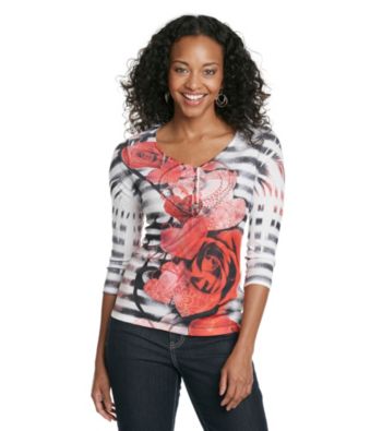 Oneworld® Petites' Sweetheart Henley
