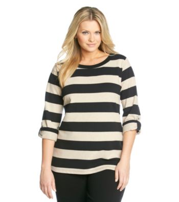 Calvin Klein Performance Plus Size Rugby Stripe Pullover