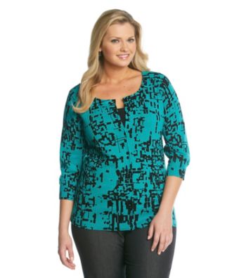 AGB Plus Size Printed Cardigan Sweater