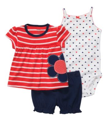 Carter's® Baby Girls' Red/Navy 3-pc. Flower Set