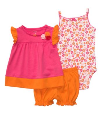 Carter's® Baby Girls' Pink/Orange 3-pc. Floral Set