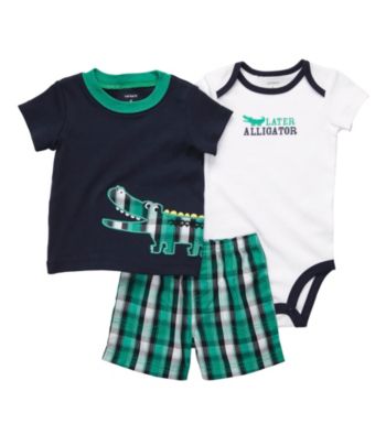 Carter's® Baby Boys' Navy/Green Plaid 3-pc. Aligator Set
