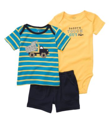 Carter's® Baby Boys' Blue/Yellow Striped 3-pc. Dump Truck Set