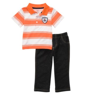 Carter's® Baby Boys' Orange 2-pc. Striped Polo Set
