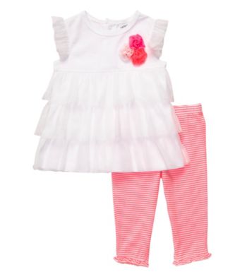 Carter's® Baby Girls' White/Pink 2-pc. Ruffle Top Set