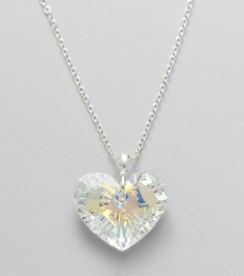 L&J Accessories Swarovski® Clear AB Heart Pendant