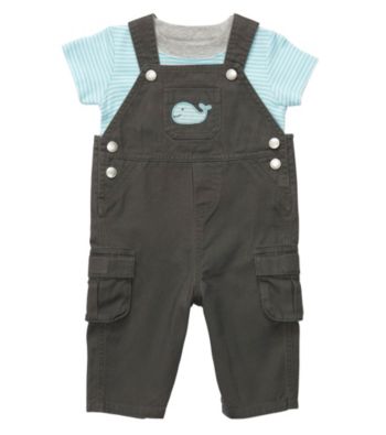 Carter's® Baby Boys' Charcoal/Blue 2-pc. Overall Set
