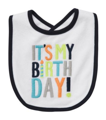 Carter's® Baby Boys' White/Navy Birthday Bib