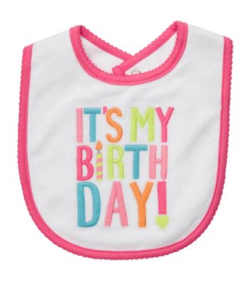 Carter's® Baby Girls' White/Pink Birthday Bib