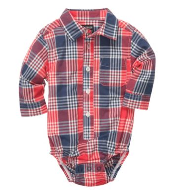 OshKosh B'Gosh® Baby Boys' Red/Blue Plaid Woven Bodysuit