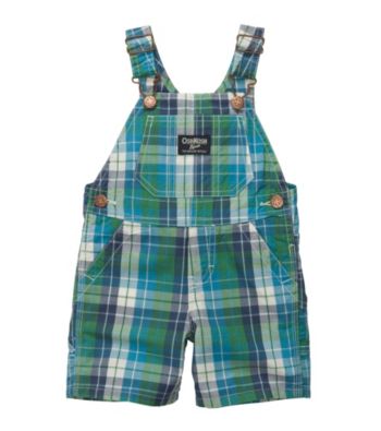 OshKosh B'Gosh® Baby Boys' Green/Navy Plaid Poplin Shortall