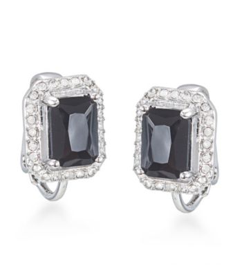 Carolee® Simply Jet Clip Rectangular Button Earrings
