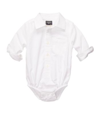OshKosh B'Gosh® Baby Boys' White Long Sleeve Woven Bodysuit