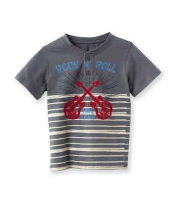 Ruff Hewn Boys' 2T-7 Concrete Short Sleeve Striped Graphic Henley