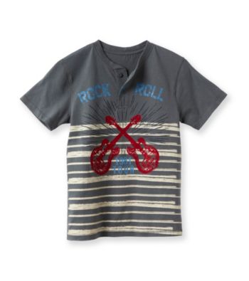 Ruff Hewn Boys' 8-20 Concrete Short Sleeve Striped Graphic Henely
