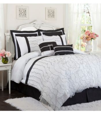 Romana 4-pc. Black and White Comforter Set by Lush Decor