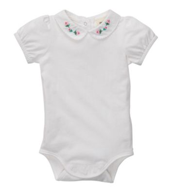 OshKosh B'Gosh® Baby Girls' White Short Sleeve Peterpan Collar Bodysuit