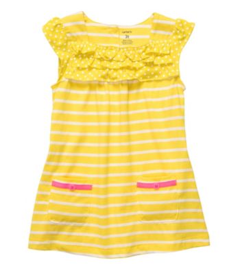 Carter's® Girls' 2T-4T Yellow/White Striped Short Sleeve Tunic