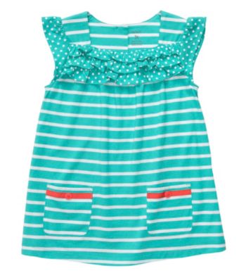 Carter's® Girls' 4-6X Teal/White Striped Short Sleeve Tunic