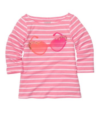 OshKosh B'Gosh® Girls' 4-6X Pink/White Striped Long Sleeve Sunglasses Tee