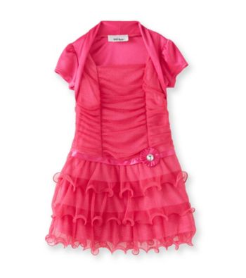 Amy Byer Girls' 4-6X Pink Wire Hem Shrug Dress
