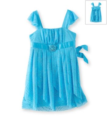 Amy Byer Girls' 4-6X Turquoise Handkerchief Hem Dress