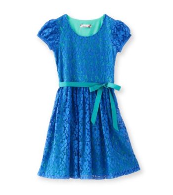 Speechless® Girls' 7-16 Blue Belted Lace Dress