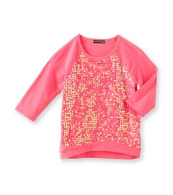 Eyeshadow® Girls' 7-16 Hologram Sequin Front Tee