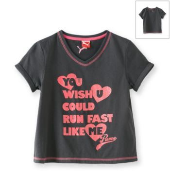 PUMA® Girls' 7-16 Grey Run Fast Tee
